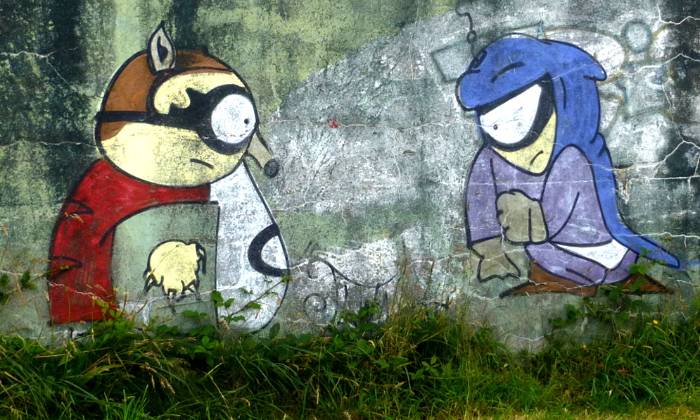 Puzzle graf' sur un blockhaus