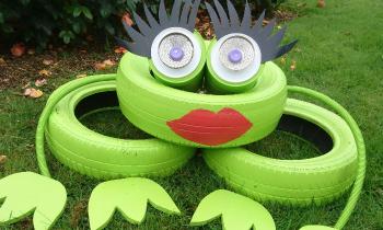 15143 | La grenouille à grande bouche - déco de jardin en récup