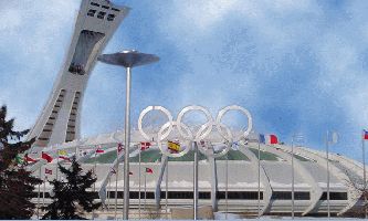 puzzle JO de Montréal, Le parc olympique affiche les cinq anneaux