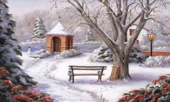puzzle Jardin d'hiver, Joli paysage recouvert par une froide neige hivernale