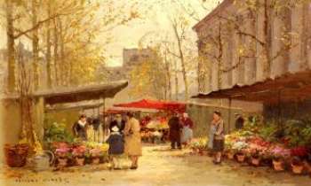890 | Edouard Cortes(1882-1969) - Le marché aux fleurs place de la Madeleine (1945)