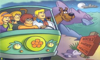 puzzle Scooby doo,  Scooby Doo et tous ses amis arrivent à la Plage de la Pointe Rocheuse pour une derniere fête de nuit. 