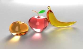 1035 | Fruits - Orange, cerise et banane en verre
