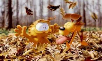 1128 | Garfield et Odie - Pour Garfield et Odie, rien de mieux que ce tapis de feuilles multicolores, pour faire les fous !!