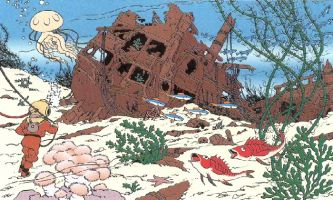 puzzle Rackham le Rouge 2, Tintin n'a pas attendu Milou...trop heureux de sa découverte : le trésor de Rackhman le Rouge...à portée de scaphandre ?