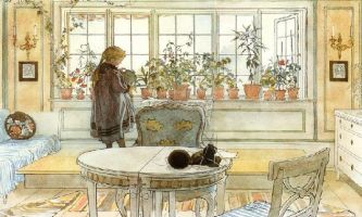 puzzle L'Arrosage, Aquarelliste et illustrateur, le peintre suédois Carl Larrson , amoureux des scènes de la vie familiale, a inspiré de nombreux décorateurs d'intérieurs de son époque dans le monde entier. (1853-1919)
 
