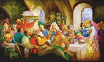 1377 | Noces de Boyards - Peintre miniaturiste russe, Ivanov reproduit de nombreuses scènes de la vie chez les Boyards, nobles russes . Elles décorent souvent des boîtes précieuses, très recherchées.