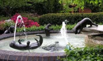 1439 | Loutres joueuses - A défaut de pouvoir surprendre les loutres dans leurs ébats en pleine nature, ce sculpteur propose aux visiteurs du Missouri Garden de le faire auprès de ce bassin-fontaine.