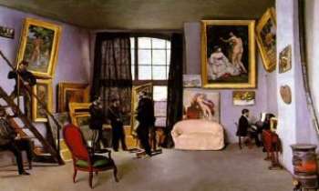 1448 | Bazille - Studio - Ami de Renoir, Monet, Sisley, qu'il aidera financièrement, Frédéric Bazille (1841-70) fait partie du groupe des pré-impressionnistes français. Ici, le studio de l'artiste, au 9 rue de la Condamine à Paris, peint en 1870. La même année, sa courte carrière est interrompue : il est tué en pleine action pendant la guerre Franco-Prussienne.  