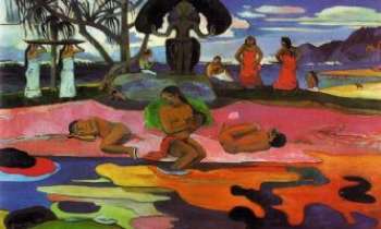 1449 | Gauguin - Jour des Dieux - Paul Gauguin (1848-1903) - Peintre de la Bretagne pour un temps, comme VanGogh dont il fut l'ami devint celui de la Provence, cet artiste voyageur depuis l'enfance, finira ses jours à Tahiti, où il trouva une inspiration quasi mystique. Sa peinture en fut transfigurée, ses oeuvres traduisant la beauté des femmes maories proche de la statuaire et celle de ces lieux paradisiaques on fait de lui : le peintre de Tahiti.  
