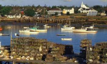 1463 | Port du Maine (USA) - Le Port de Corea, dans le Maine, côte Atlantique au Nord de New-York. Lieu de villégiature très prisé, le Maine l'est tout autant pour sa production du fameux "homard américain" dont certains restaurants de NY se sont fait une spécialité. Il est aussi expédié journellement dans le monde entier.