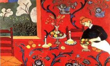 1544 | Matisse - La desserte - Henri Matisse (1869-1954) a peint ce tableau en 1908. Dès 1900 il apporte sa marque personnelle et caractéristique à la grande peinture - Non sans provoquer quelques remous, par sa vision peu académique pour l'époque du bonheur et des joies simples. Peintre de l'équilibre et de l'harmonie...ce tableau est aussi nommé "Harmonie en Rouge".