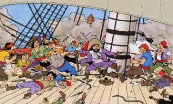 1597 | Le Secret de la Licorne - Publié en 1942 à raison d'un strip par jour, en pleine occupation, Hergé produit une de ses plus romantiques histoires, une chasse au trésor, qui sera suivie par Rackham le Rouge. Parchemins à reconstituer, ancêtres imprévus pour le capitaine Haddock...pirates...tout y est.