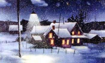1635 | Sous la neige - L'atmosphère feutrée des soirées hivernales...les bêtes sont rentrées à l'étable, les occupants de la maison bien au chaud.