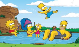 puzzle Jeux d'eau des Simpsons, Les Simpsons : une famille comme tout le monde...c'est bien connu...ne dédaignent pas non plus les joies de l'eau !