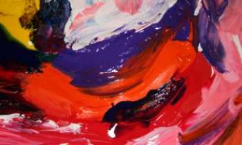 1985 | Couleurs simples - Des traits rapides, créent le mouvement dans cette peinture tachiste faisant éclater les couleurs en feu d'artifice.