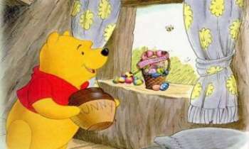 2059 | Winnie et  Pâques - Winnie semble hésiter entre les oeufs de Pâques et le pot de miel...