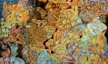 2176 | Eli Tiunine - Cette artiste peintre contemporaine est spécialisée dans l'art fantastique. Polonaise, elle fait ses études aux Beaux-Arts à Paris. Influencée dès l'âge de 10 ans par l'art de ses parents, restaurateurs de fresques anciennes, et aussi par des anciens comme les peintres Brueghel et les allégories du Moyen-Age.