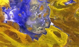 puzzle Lac Déception, Pris à 700 mètres d'altitude par les satellites de la Nasa...le Lac Déception en Australie à l'allure de composition graphique artistique. Une formation éphémère de sel entouré de dunes de sables.