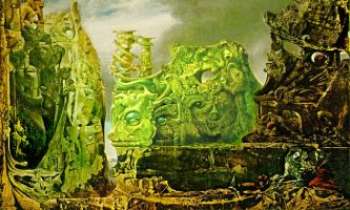 2306 | Les yeux du silence - Un tableau de Max Ernst, peint entre 1943-1944. Si déjà l'expressionnisme tend à prendre la place du romantisme pur, on le retrouve encore ici dans la somptuosité des matières, et un ciel lui appartenant tout autant. Il s'attachera une fois aux USA, puis de retour en France, aux mouvements surréalistes en vogue à cette époque. 