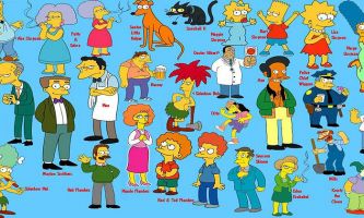 puzzle SIMPSONS - les personnages, Une partie des caractères du dessin animé "Les Simpsons" sont regroupés ici. Vous les reconnaîtrez sûrement.