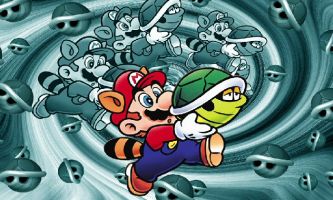 puzzle Mario Advance, Mario Advance Carapace World - pour SNES - Pour la première fois apparaît le personnage de Yoshi, qui sert de monture à Mario et peut gober les ennemis et recracher les carapaces de tortues. Mario peut aussi se transformer en Super-Mario grâce au champignon, et bien d'autres possibilités d'action grâce à des tuyaux qui mènent à des zones souterraines.