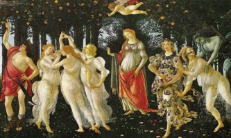 puzzle Botticelli - Primavera, Le Printemps, par Bottecilli, peint en 1482. Une fresque de taille imposante pour des appartements privés, commandée par Laurent le Magnifique, grand amateur d'art. Un style qui se démarque par la grâce et l'élancement des personnages, qui font référence aux dieux Grecs.