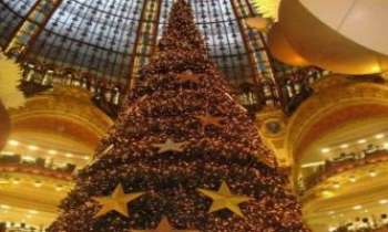 2562 | Noël traditionnel - Sous la coupole des Galeries Lafayette à Paris, un sapin géant
décoré d'étoiles d'or, dans la tradition la plus classique.