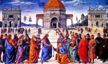 2595 | Les Clés de St-Pierre - Fresque du peintre Pedro Perugino pour la Chapelle Sixtine du Vatican à Rome. Datée de 1481-2, une des oeuvres marquantes de ce Maître de l'école Italienne d'Ombrie.