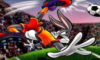 2716 | Le coup d'envoi - Bugs Bunny, ne se tient plus de joie : un coup d'envoi magistral
pour le ballon rond ! ... la foule en délire l'acclame.