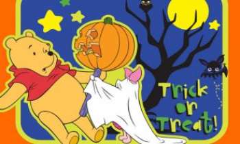 2762 | Winnie embarrassé - C'est malin, Winnie sans son pot de miel ! Il semble qu'il n'ait plus
qu'à subir le sort de tous ceux qui ne sont pas généreux avec les enfants, pendant la fête d'Halloween. Jack O'Lantern y veille !