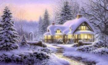 3210 | Maison sous la neige - Neige et sapins pour certains, les chaumières couvertes de leur manteau de neige, nul doute c'est bien l'hiver. Les soirées au coin du feu, mais surtout les Fêtes. Noël bientôt là, il est temps de s'y préparer. 