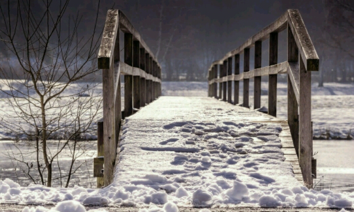 puzzle Pont de bois sous la neige, 