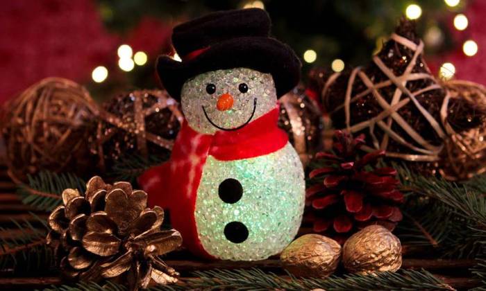 puzzle un bonhomme de neige souriant, Un Bonhomme de neige en habit de lumière et tout sourire, c'est déjà Noël...