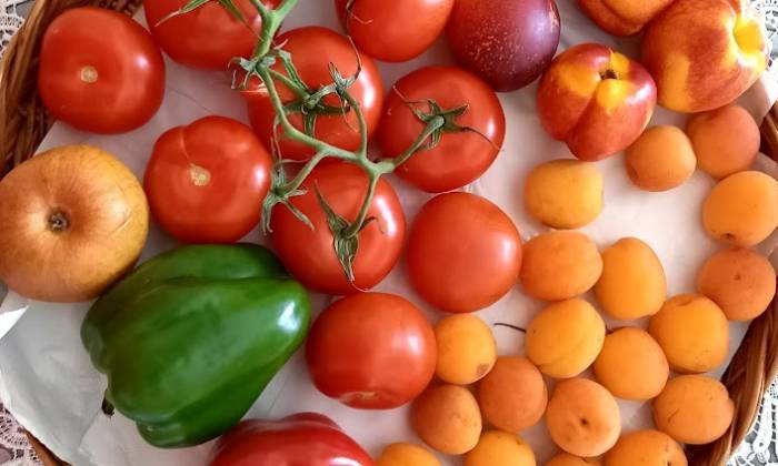 puzzle Fruits et légumes, Abricots, tomates, brugnons poivron