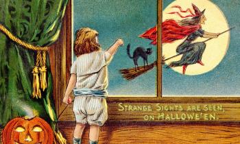 8575 | Halloween 1910 - Au temps où l'on s'envoyait des cartes postales pour fêter Halloween. Celle-ci daterait de 1910.