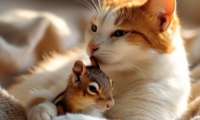 Puzzle Chatte et bébé écureuil